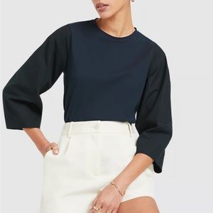 G.Label By Goop Payton Round-Sleeve Top In Navy (4)
